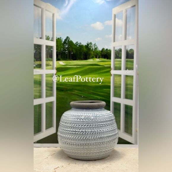Textured Blue/Gray Ceramic Planter Pot without drainage hole - Picture 1 of 10